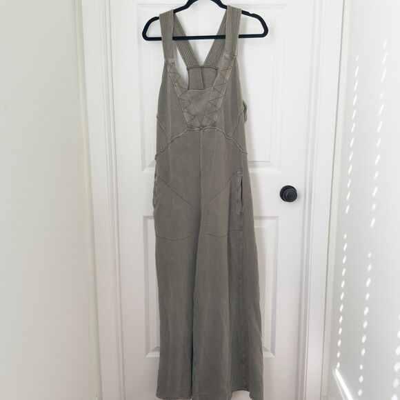 Daily Practice by Anthropologie The Palmra Jumpsuit Olive Green Bohemian Casual - Picture 4 of 10